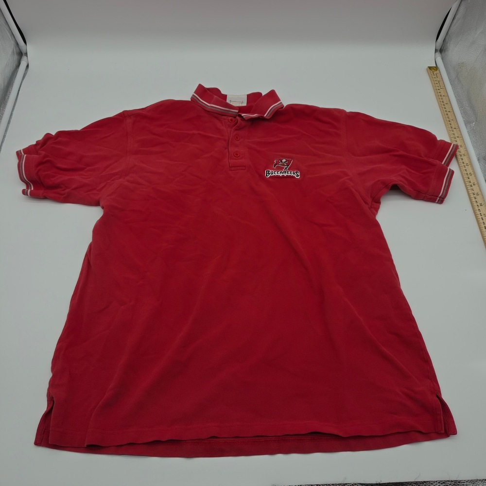 NFL Tampa Bay Buccaneers Red Embroidered Polo Shirt Mens XL Short Sleeve Pique‎
